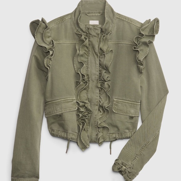 LoveShackFancy X Gap Ruffle Crop Utility Jacket - Picture 11 of 11